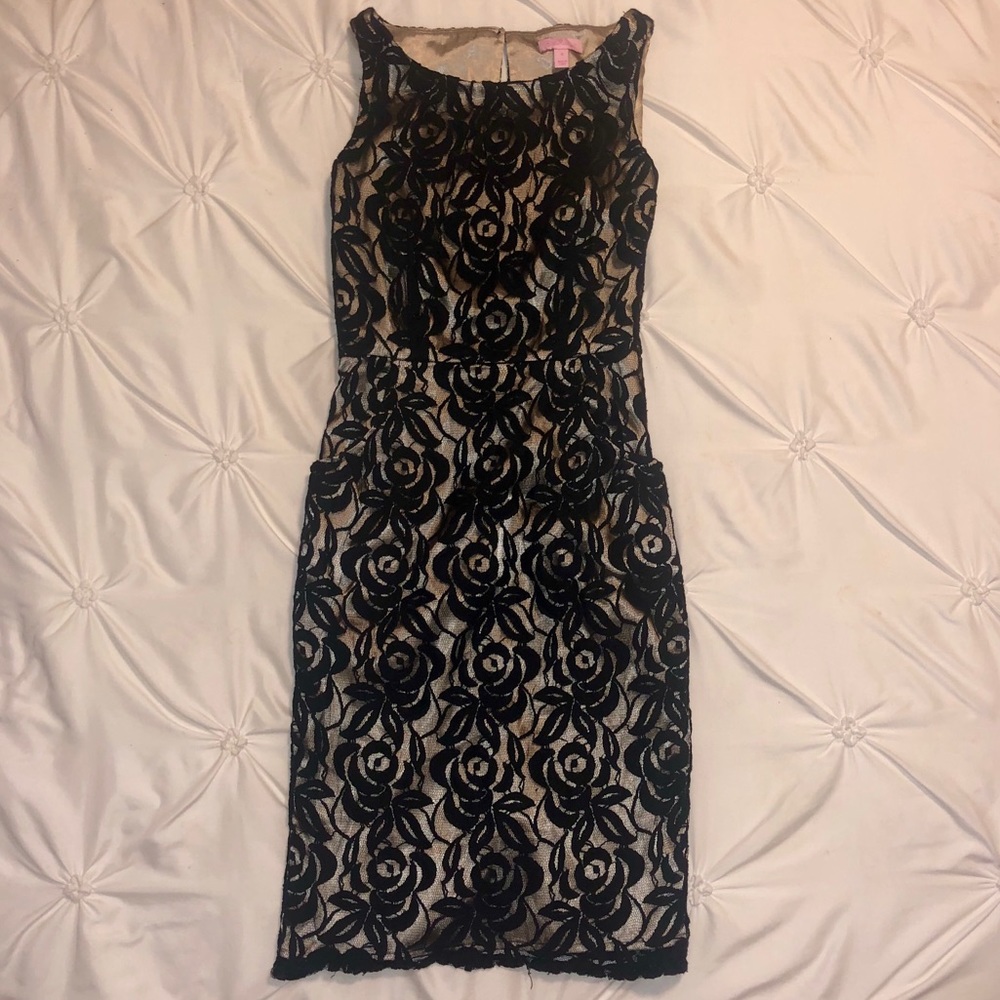 Black lace beige underlay Lilly Pulitzer dress